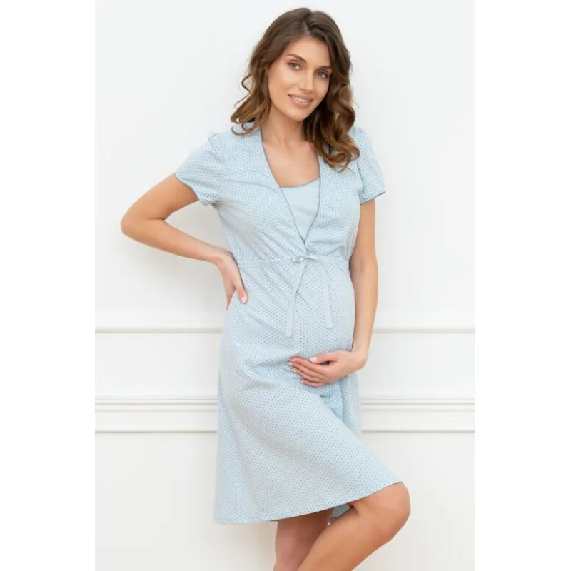 Bavlnená tehotenská nočná košeľa Felicita modrá S