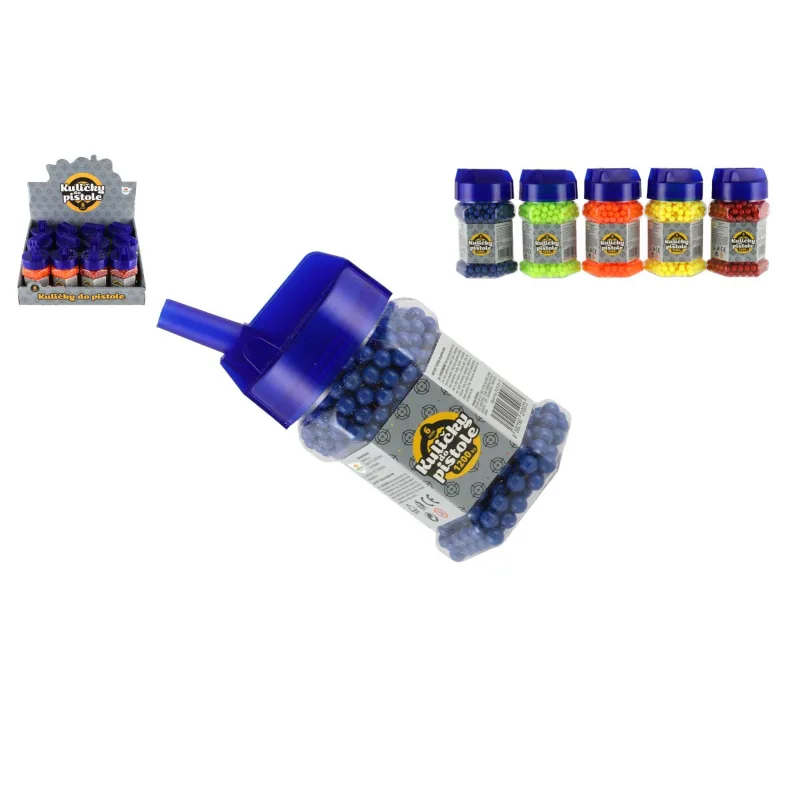 Teddies Kuličky do pistole 1200ks plast 6mm mix barev v plastové láhvi