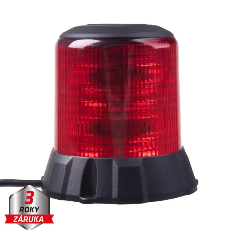 Robustní červený LED maják, černý hliník, 96W, ECE R65 wl405fixred