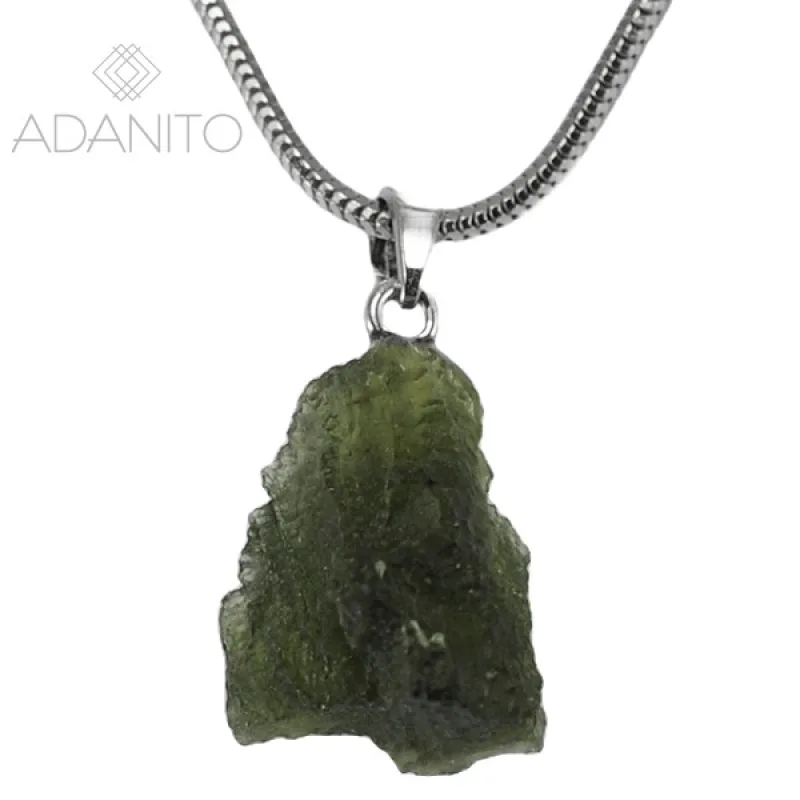 Strieborný náhrdelník s vltavínom ADANITO OJNH0006