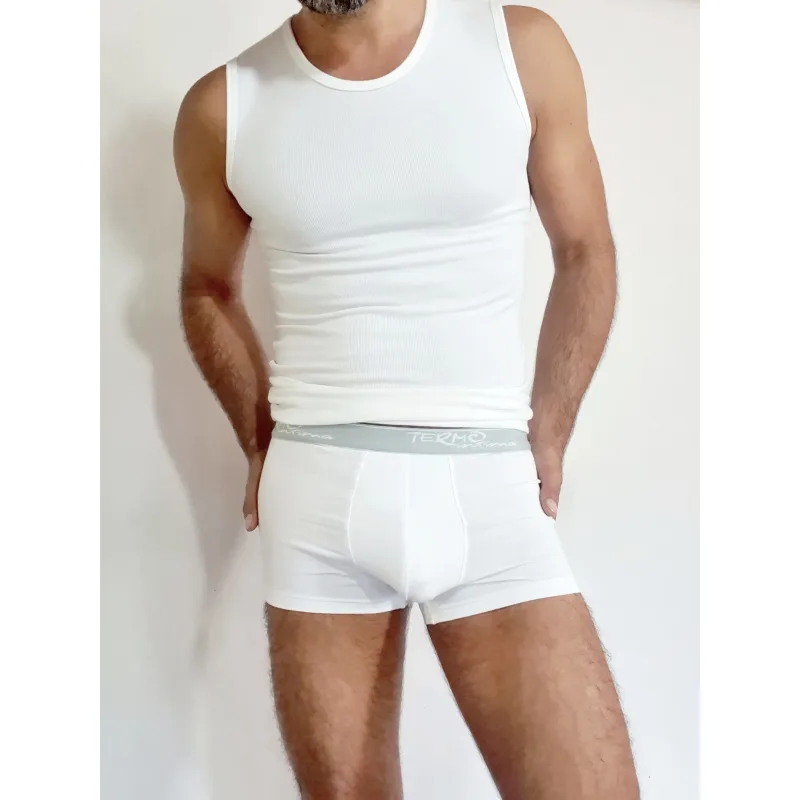 Boxerky funkčné pánske TERMO intima s bavlnou - M, biela