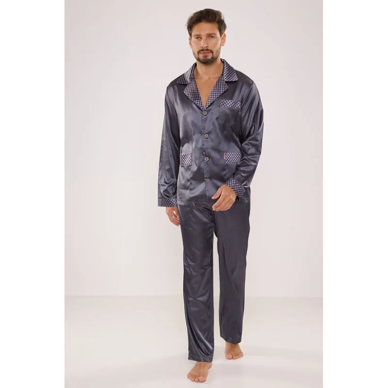 Pánske saténové pyžamo Adam sivé XXL