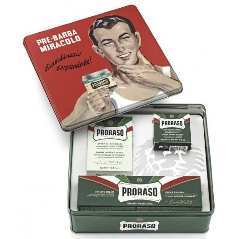 PRORASO Eucalyptus Klasická darčeková sada na holenie - osviežujúci (eukalyptus)