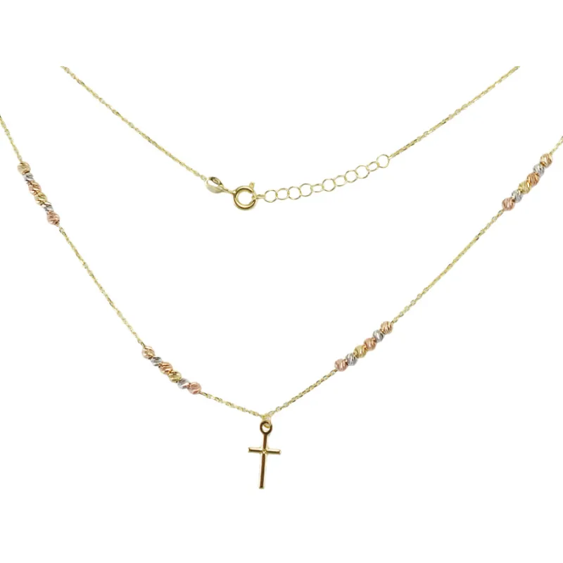 Zlatý náhrdelník krížik z kombinovaného zlata MOISS NA000221