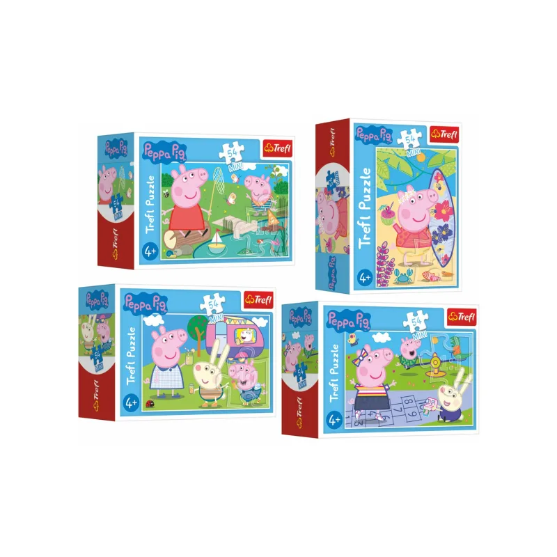 Trefl Minipuzzle 54 dielikov Šťastný deň Prasiatka Peppy/Peppa Pig, 4 druhy
