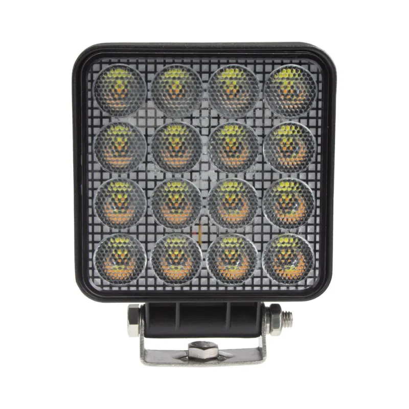 LED světlo hranaté, bílé/oranžové, 16x3W/16x1W, 117x117mm, ECE R10 wl-732wo