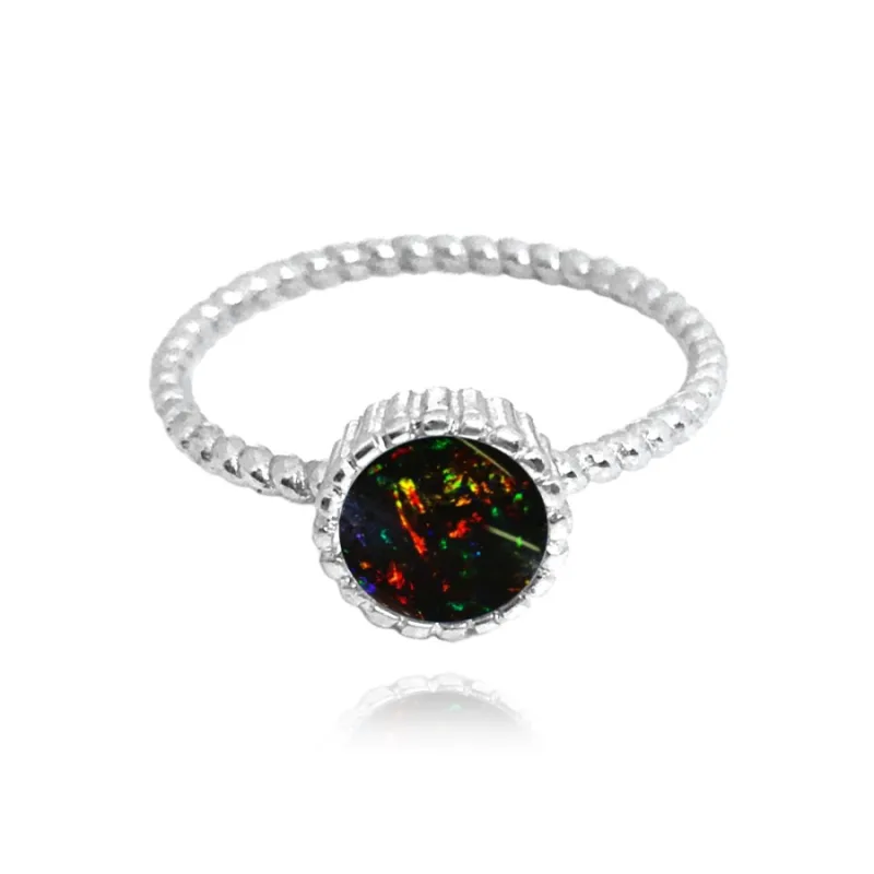 Strieborný prsteň s čiernym opálkom MINET JMAS0072BR, 51