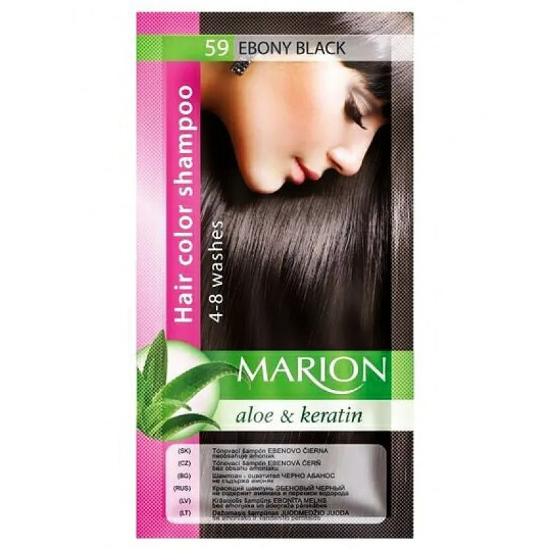 MARION Hair Color Shampoo 59 Ebony Black - farebný tónovací šampón 40ml - ebenovo čierna