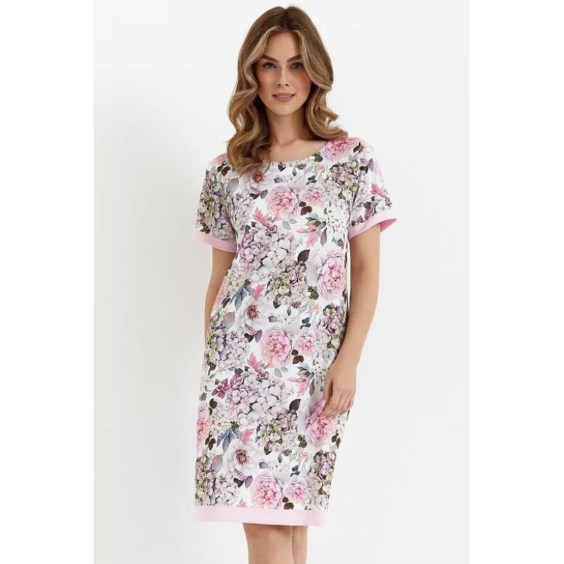 Nočná košeľa Hortensia II ružovo-fialové kvety XXL