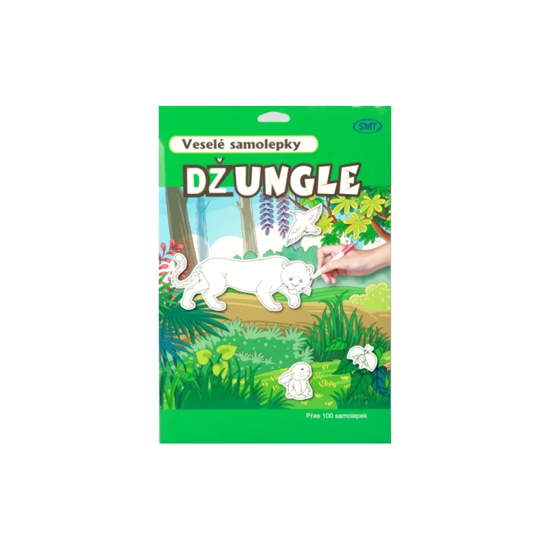 SMT Creatoys Veselé samolepky Džungľa 58ks samolepiek 12ks A4 pozadí na karte