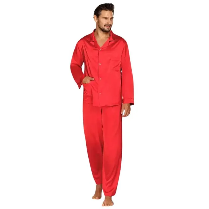 Pánske saténové pyžamo Lukas červené XL