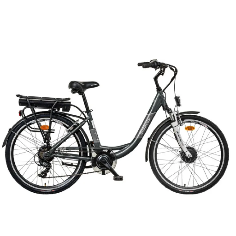 Liberty elektrokolo e-VIA 6 spd 26" přední motor, 36V/17,5Ah, 2025 antracitové, Přední vidlice Odpružená