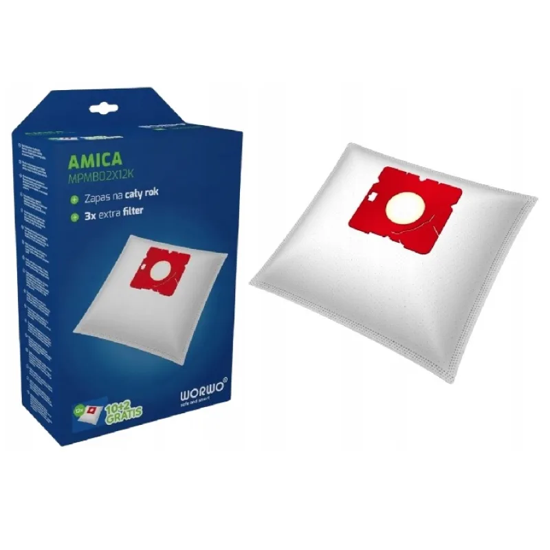 Worwo MPMB02X12K - vrecká pre vysávače Amica, AEG, Beko - 12ks + 3 filtre