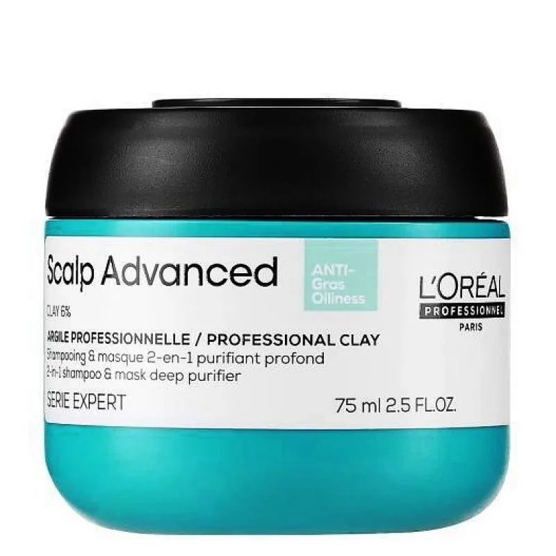 LOREAL L´ORÉAL Scalp Advanced Anti-Oiliness 2-in-1 Purifier Clay 75ml - maska 2v1 na mastné vlasy