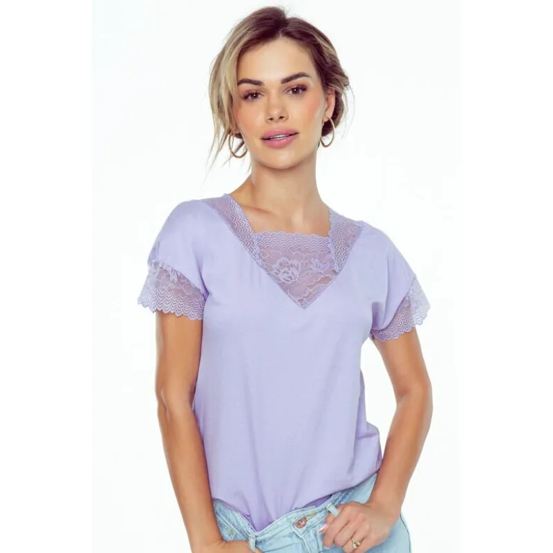 Dámske tričko s čipkou Trinity fialové XXL