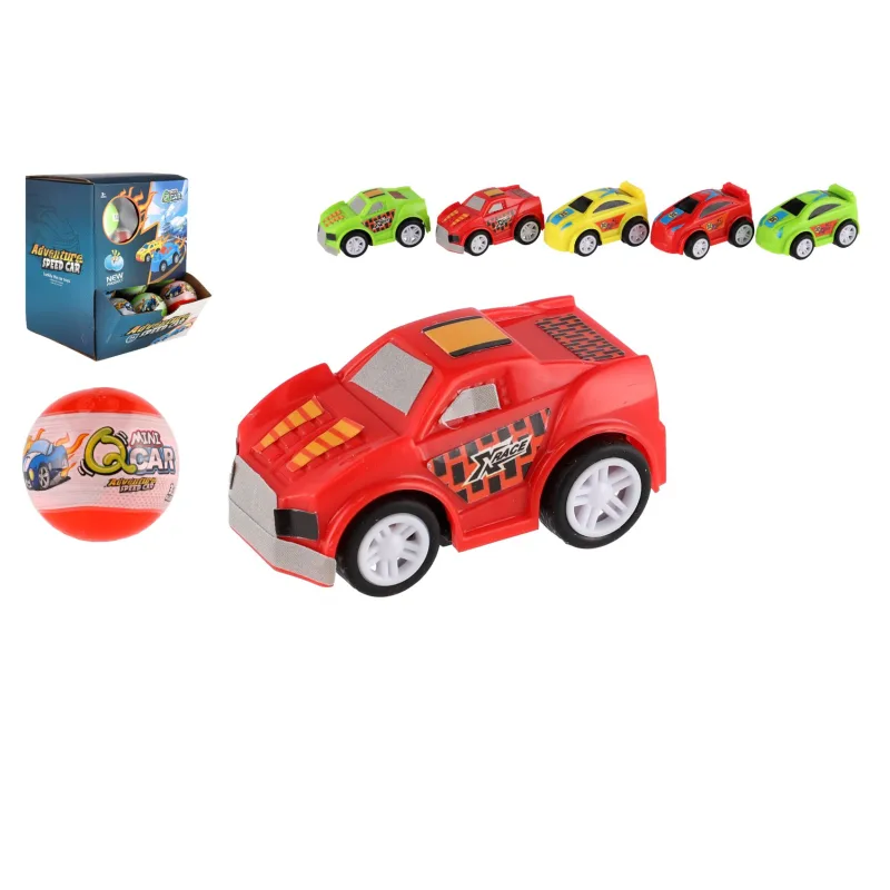 Teddies Guľa s prekvapením auto plast 5cm na spätné natiahnutie mix druhov