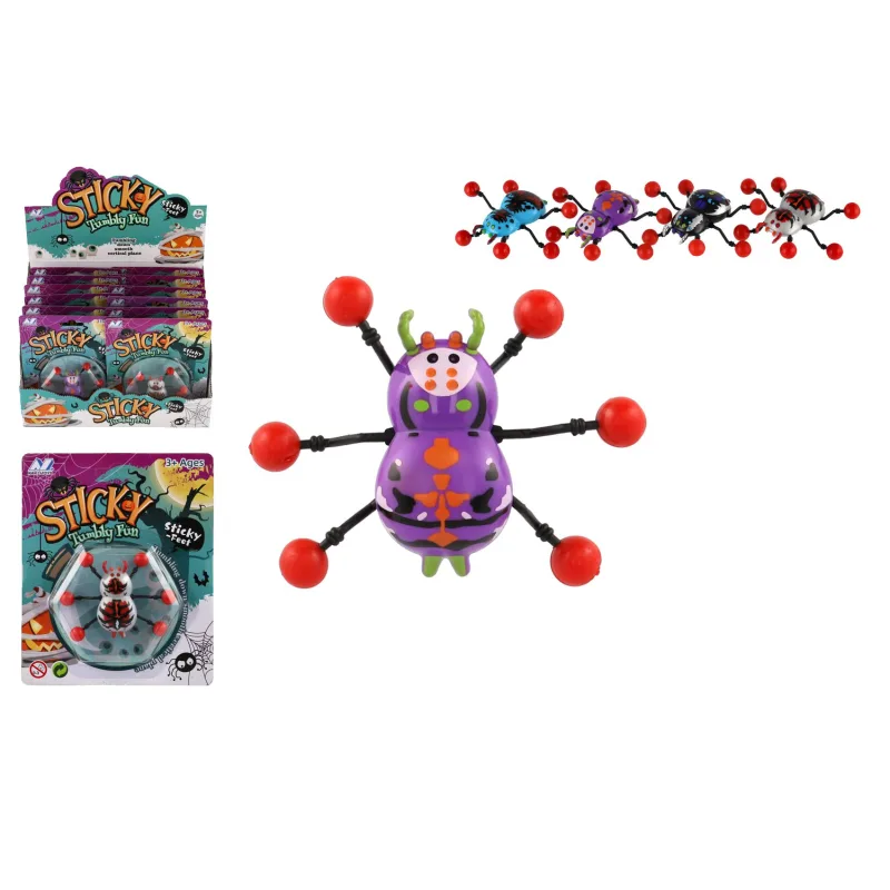 Teddies Pavúk lezúci po skle plast 8x6cm 4 farby na karte 12ks v boxe