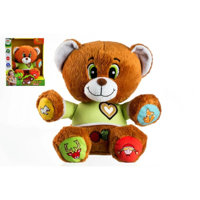 Teddies Medvedík Vojtík rozprávkový slovensky hovoriaci plyš 30cm na batérie 25x30cm v krabici 12m+