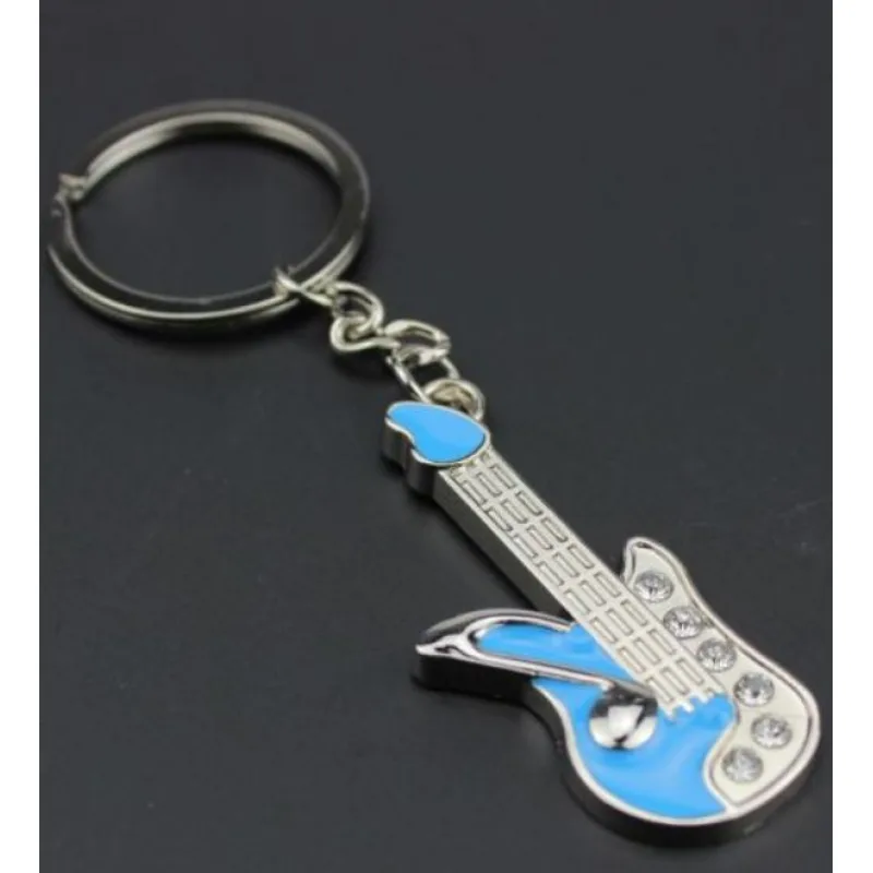 PPT Přívěšek na klíče - kytara s kamínky (modrá)