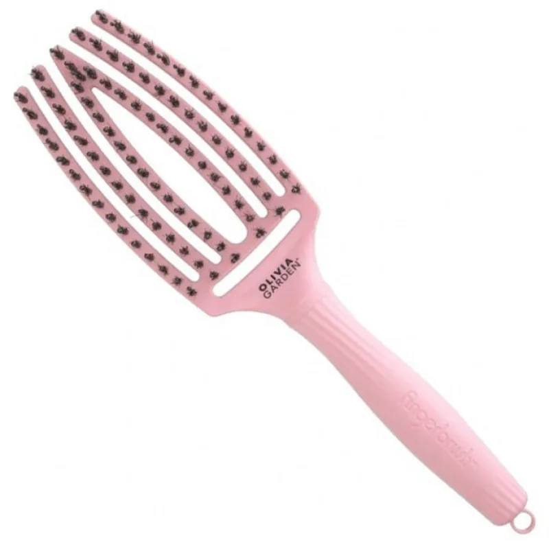 OLIVIA GARDEN FB1PC-SL Fingerbrush Medium Jaipur Rose - Profesionálna kefa s diviačími štetinami