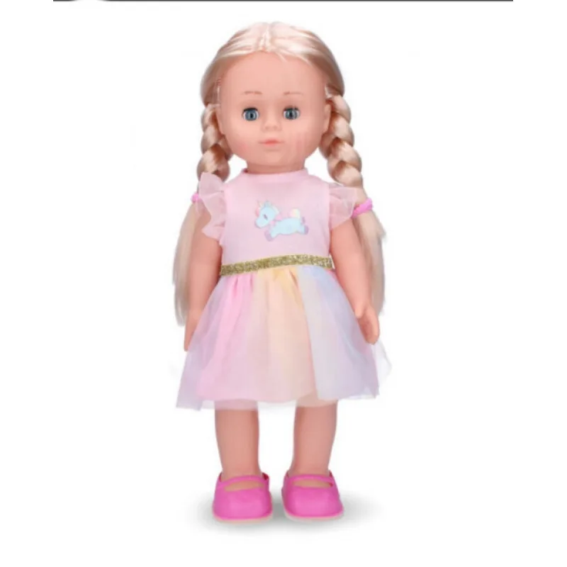 Wiky Dětská chodící panenka Eliška růžové šaty, 41cm