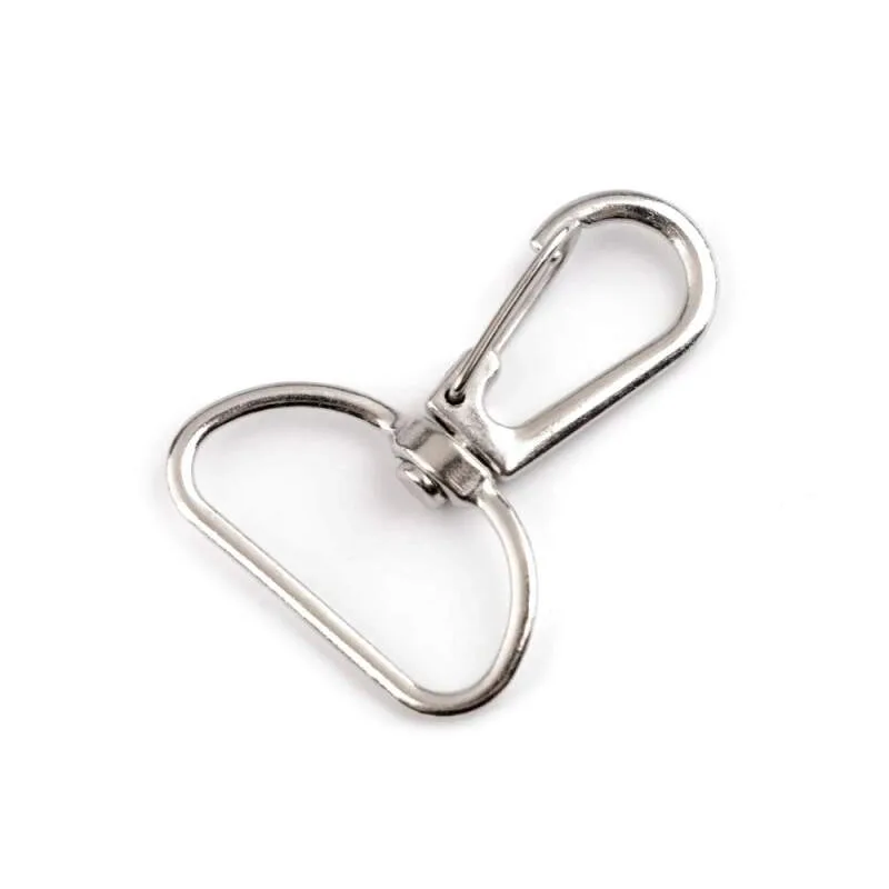 Kovová karabína prievlak 25 mm - nikel