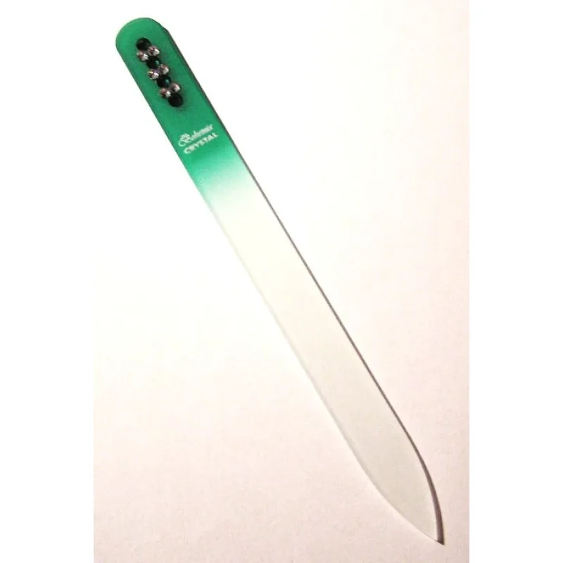 BOHEMIA CRYSTAL Sklenený pilník na nechty Swarovski - 140mm - zelený
