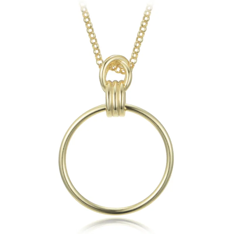 Pozlátený moderný strieborný náhrdelník kruh MINET JMAS0297GN45