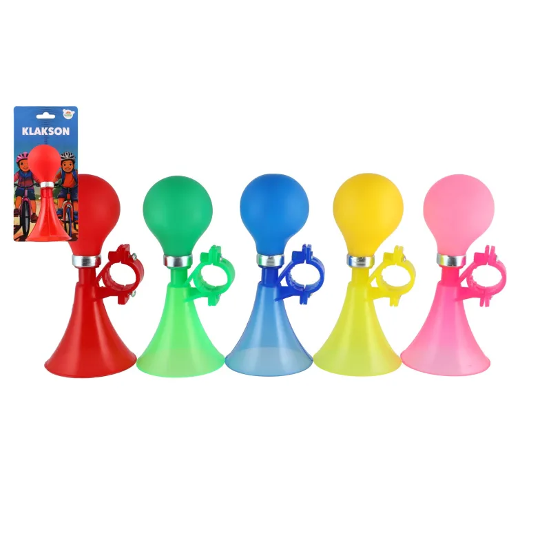 Teddies Klakson trúbka na bicykel 14cm 5 farieb na karte 10,5x22cm