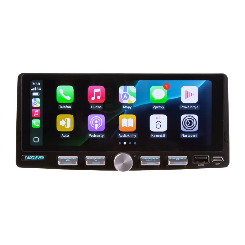 1DIN autorádio s 6,86" LCD, Android, WI-FI, GPS, CarPlay, Bluetooth, 3xUSB 1xUSB-C 80827AC