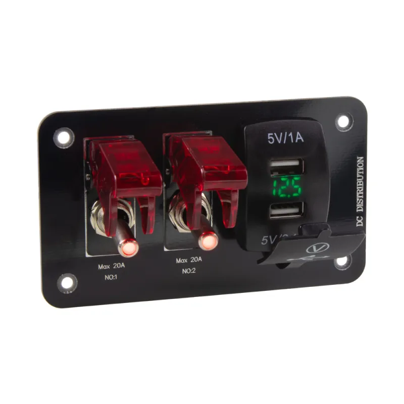 Panel s 2x spínačem + 2x USB + voltmetr 47169