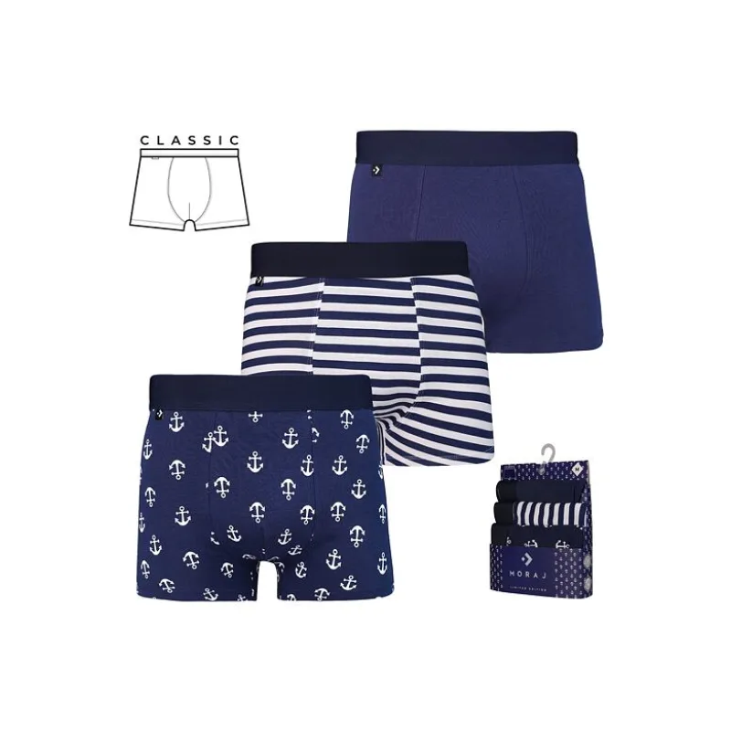 3 pack boxeriek Kotva modro-biele XXL