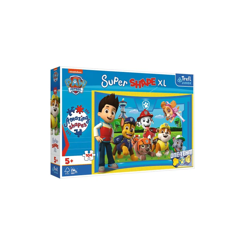 Trefl Puzzle 104 XL Super Shape Priatelia šteniat Tlapková patrola/Paw patrol 60x40cm v krabici 40x27x6cm