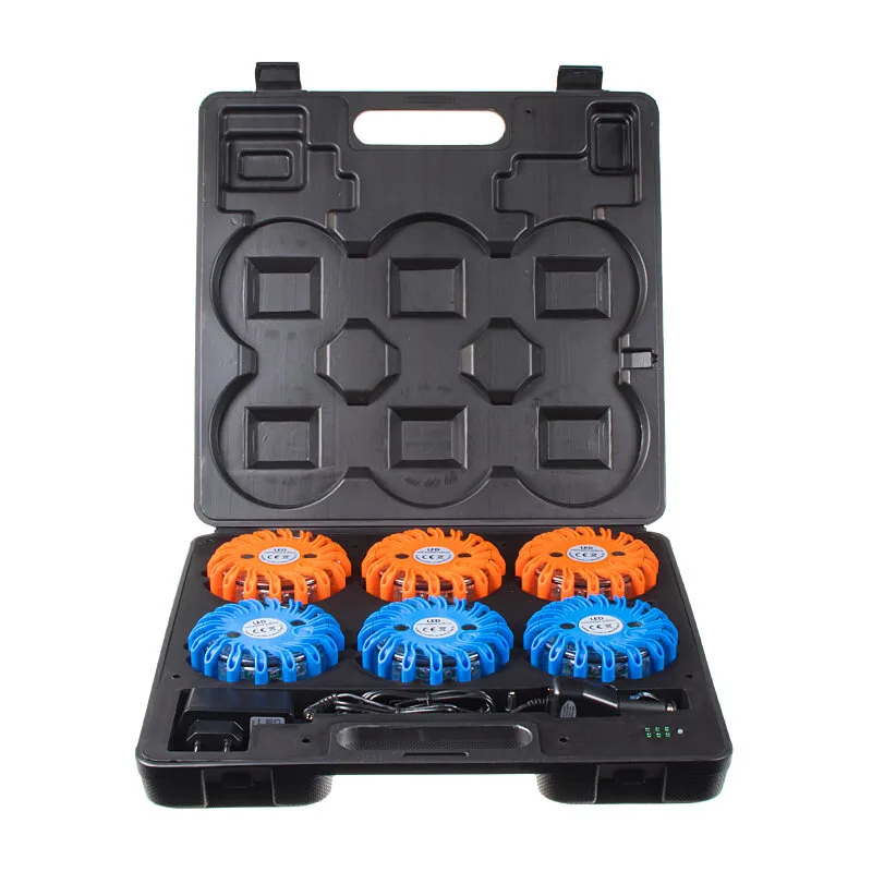 LED výstražné světlo 16LED, modro-červené, set 6ks wl-h02set6br