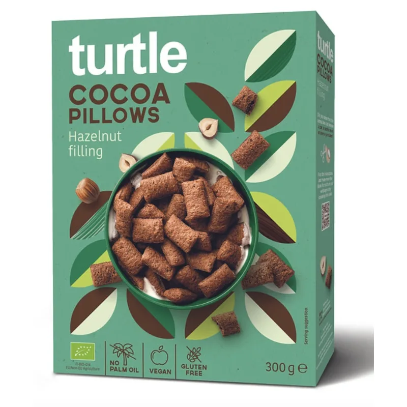 TURTLE Cocoa Pillows with Hazelnut Bio Gluten Free 300g