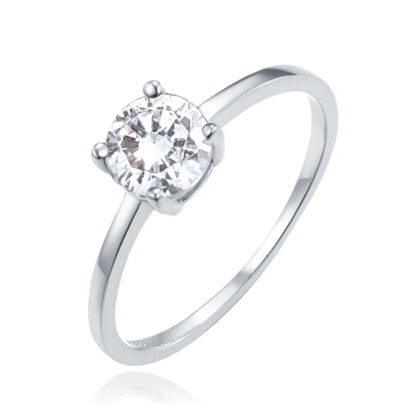 Elegantný strieborný prsteň s bielym zirkónom MINET JMAS0150SR, 62, 1.70 g