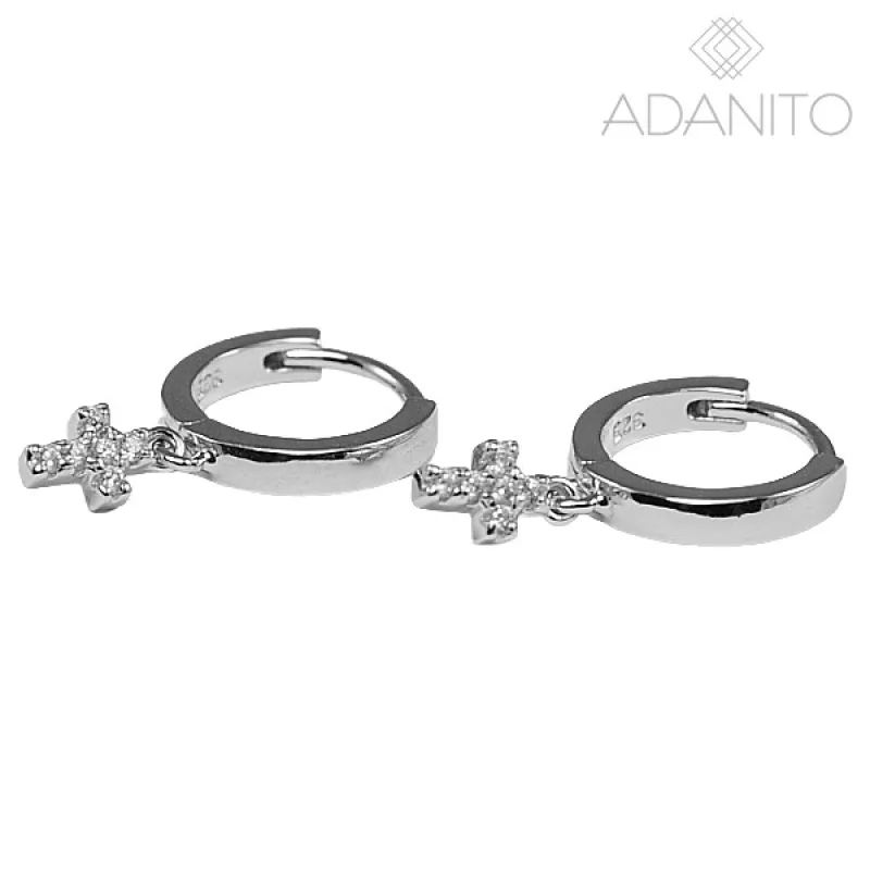 Strieborné náušnice krúžky krížik ADANITO SSN029434