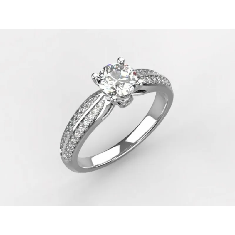 Zlatý prsteň z bieleho zlata so zirkónmi ADANITO LI0311-10, 57, 3.20 g