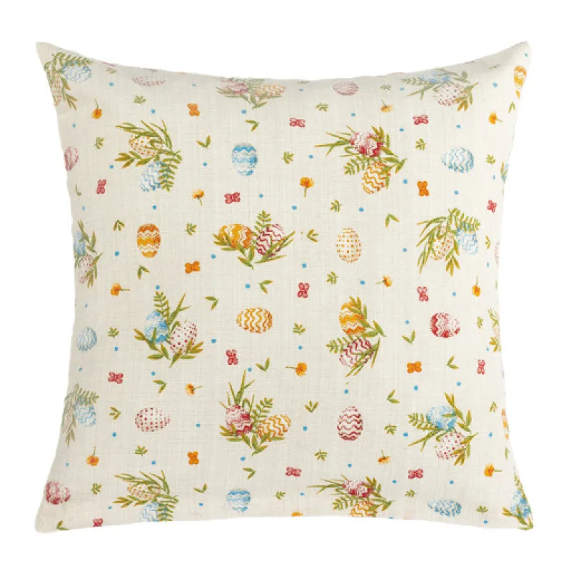 Bellatex Polštářek EMA, Velikonoční vajíčko béžová, zelená, červená - 45x45cm