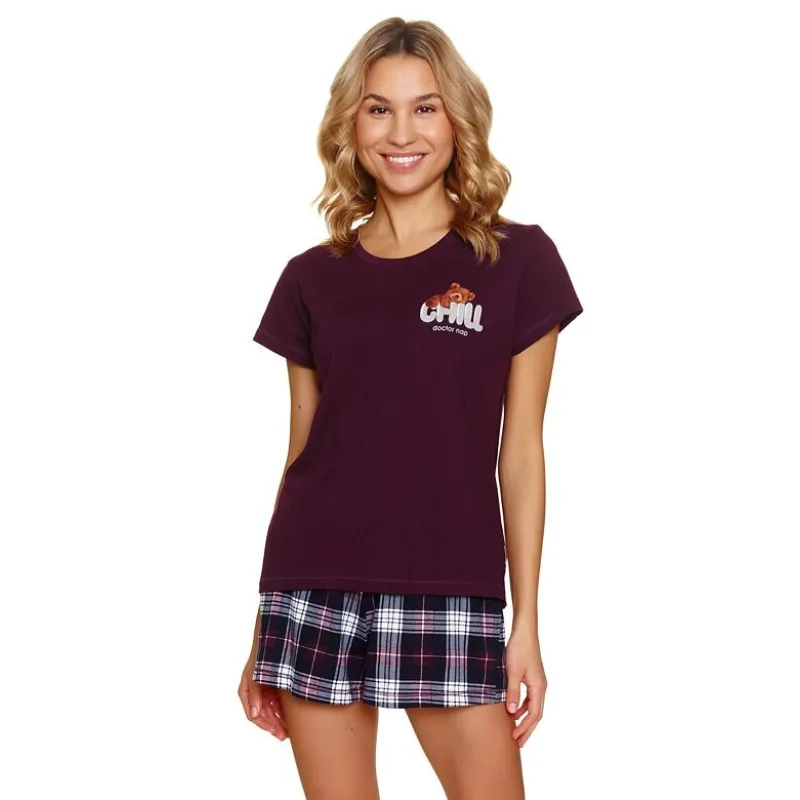 Dámske pyžamo Chill teddy vínové M