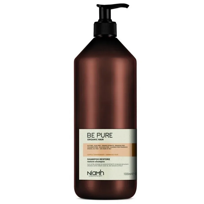 NIAMH Be Pure Restore Shampoo 1000ml - obnovujúci šampón pre poškodené lámavé vlasy