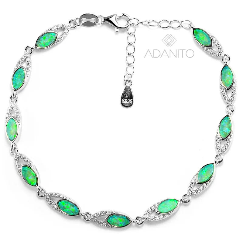 Strieobrný opálový náramok so zirkónmi ADANITO SSNK029020GR