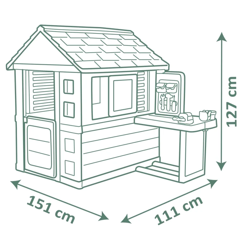 Smoby Domeček Life Nature s dílnou pro kutily