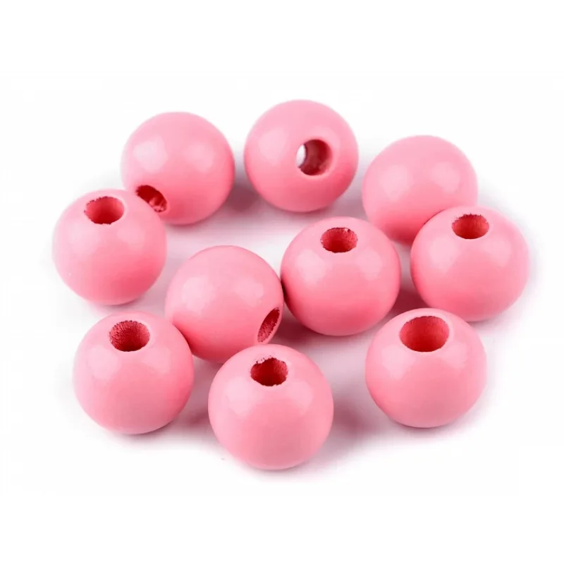 Drevená korálka lakovaná Ø25 mm - ružová