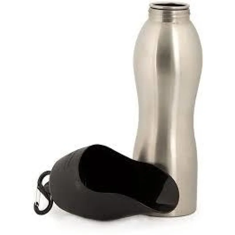 Fľaša na vodu nerezová pre psa, KONG H2O 740 ml čierna