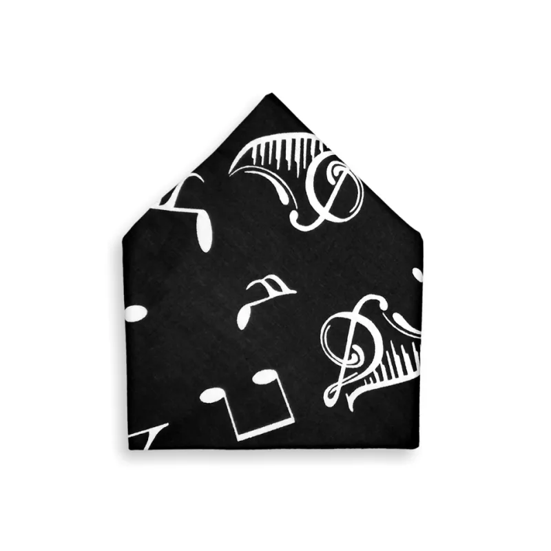 Soonrich Šátek bavlněný – hudební symboly (černý)