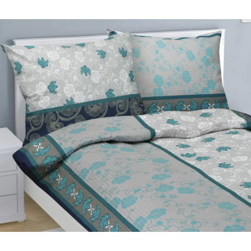 Bellatex Povlečení krepové Tyrkysový kvítek, 140x200, 70x90 cm