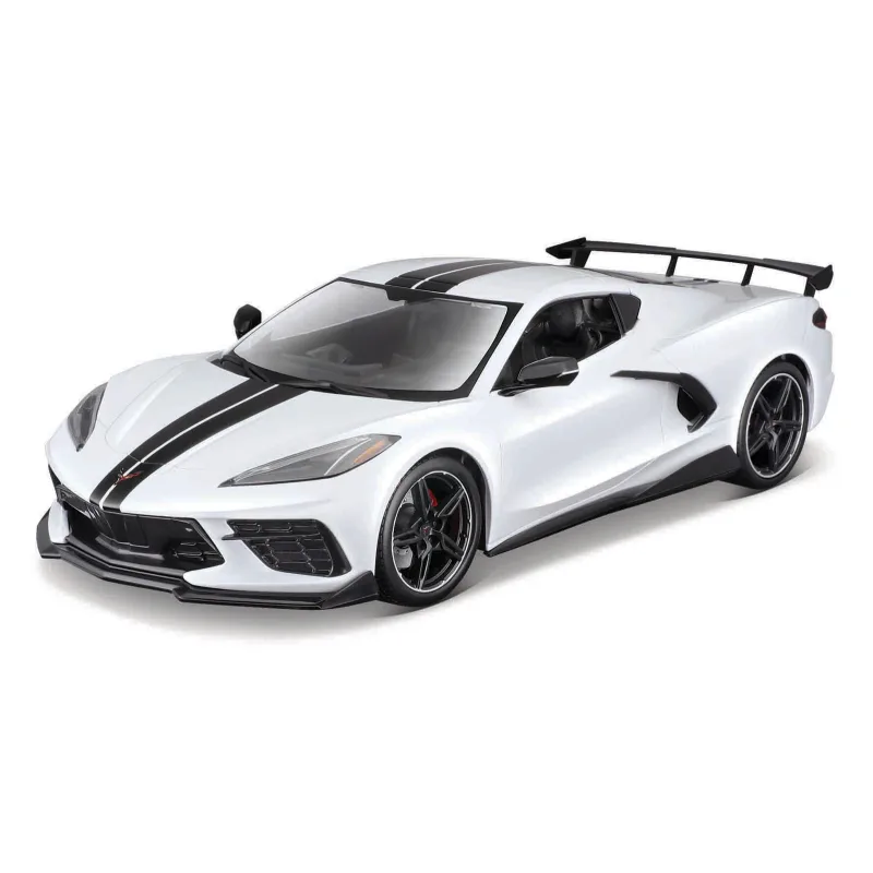 Maisto - 2020 Chevrolet Corvette Stingray Coupe (High Wing), biela, 1:18