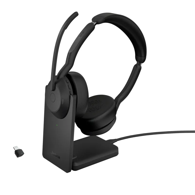 Jabra Evolve2 55/Stereo/ANC/USB-C/BT-USB/Bezdrát/Stand/Černá 25599-989-889