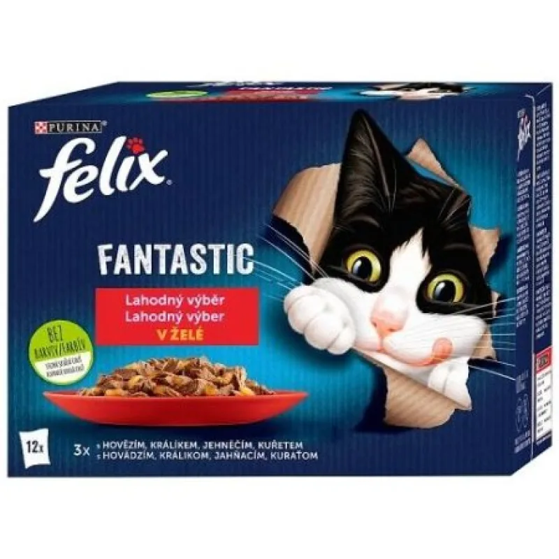 Felix Fantastic kura hovädzie králik jahňacie v želé 12 x 85 g